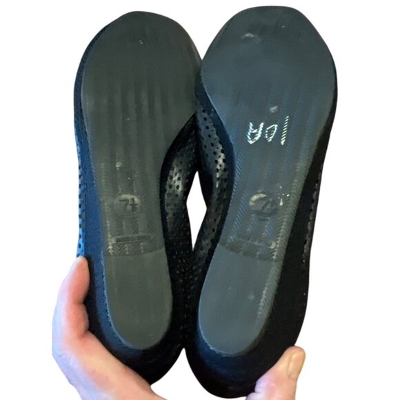 Melucci Womens Black Perforated Peep-Toe Wedge Shoes Size 7.5 - Picture 8 of 8